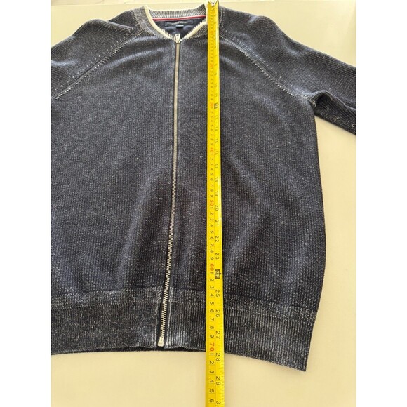 TOMMY HILFIGER sweater Cardigan Men's MEDIUM Knit Bomber Zip Up Stand Up Collar - Picture 9 of 16